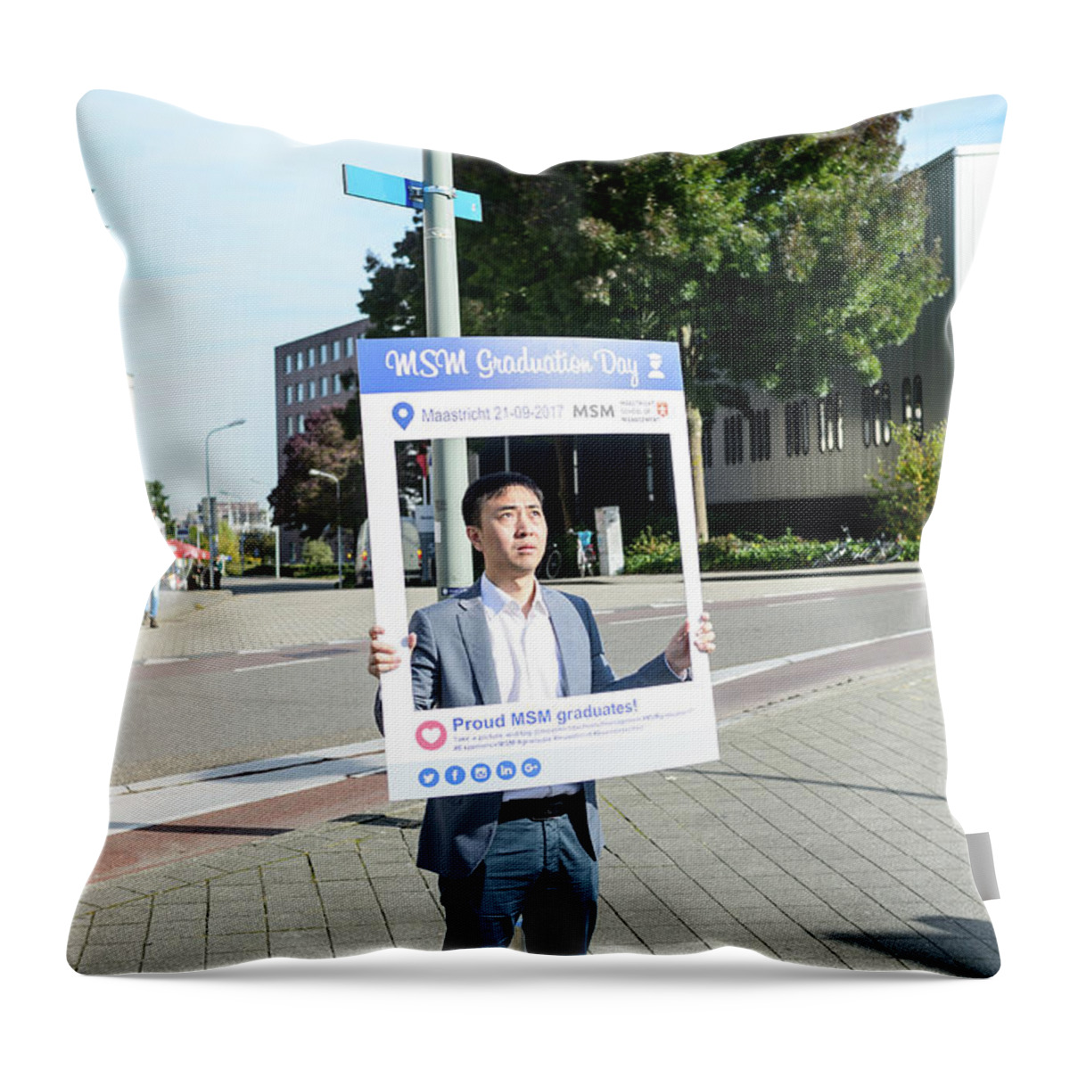  Throw Pillow featuring the photograph MSM Graduation Ceremony 2017 #5 by Maastricht School Of Management