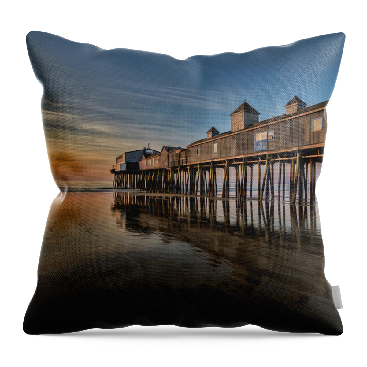 Old Orchard Beach Pier Throw Pillow featuring the photograph Old Orchard Beach Pier #5 by Roni Chastain