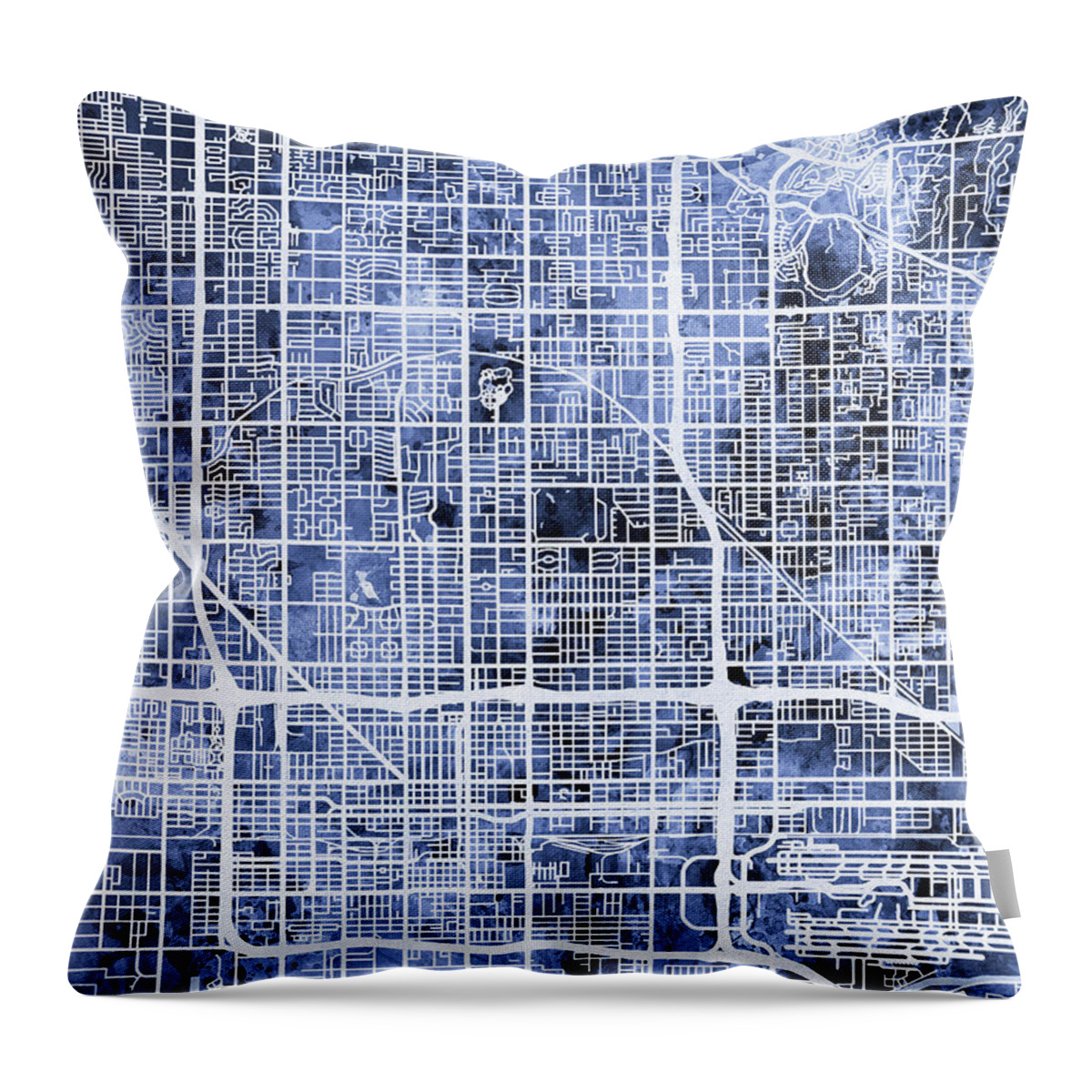 Phoenix Throw Pillow featuring the digital art Phoenix Arizona City Map #5 by Michael Tompsett