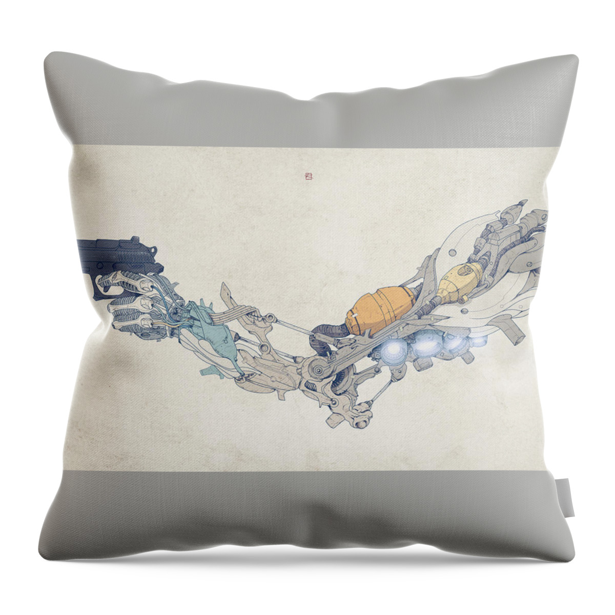 Robot Throw Pillow featuring the digital art Robot #5 by Maye Loeser