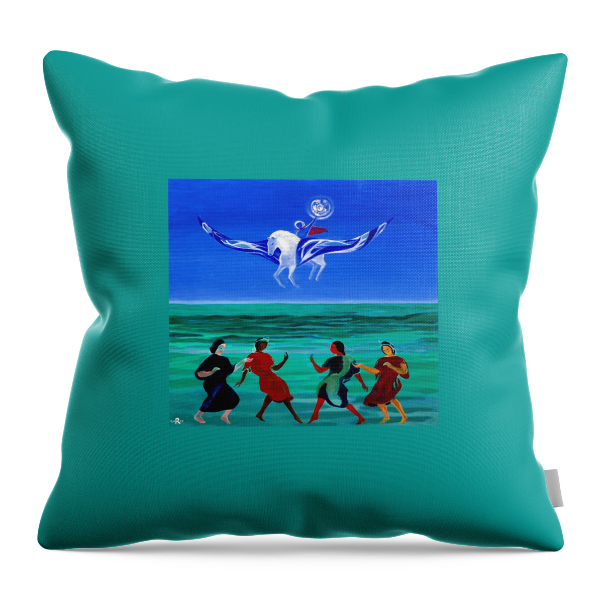 Sea Throw Pillow featuring the painting Sons of the Sun #6 by Enrico Garff