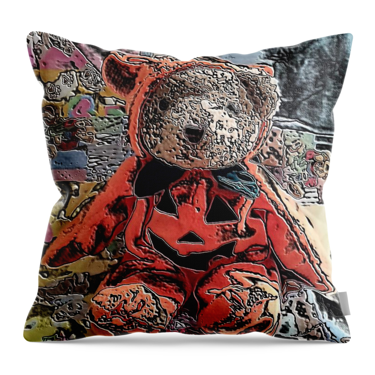 Stuffed Animal Throw Pillow featuring the digital art Teddy Bear #5 by Belinda Cox