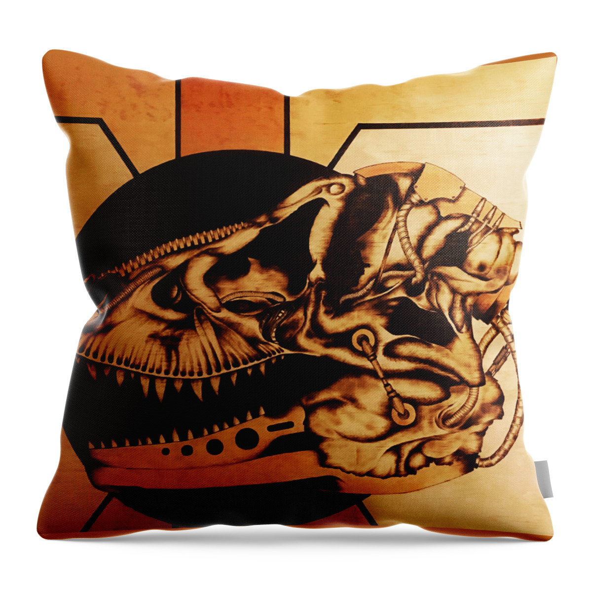 Pyrography Throw Pillow featuring the pyrography Untitled #5 by Jeff DOttavio
