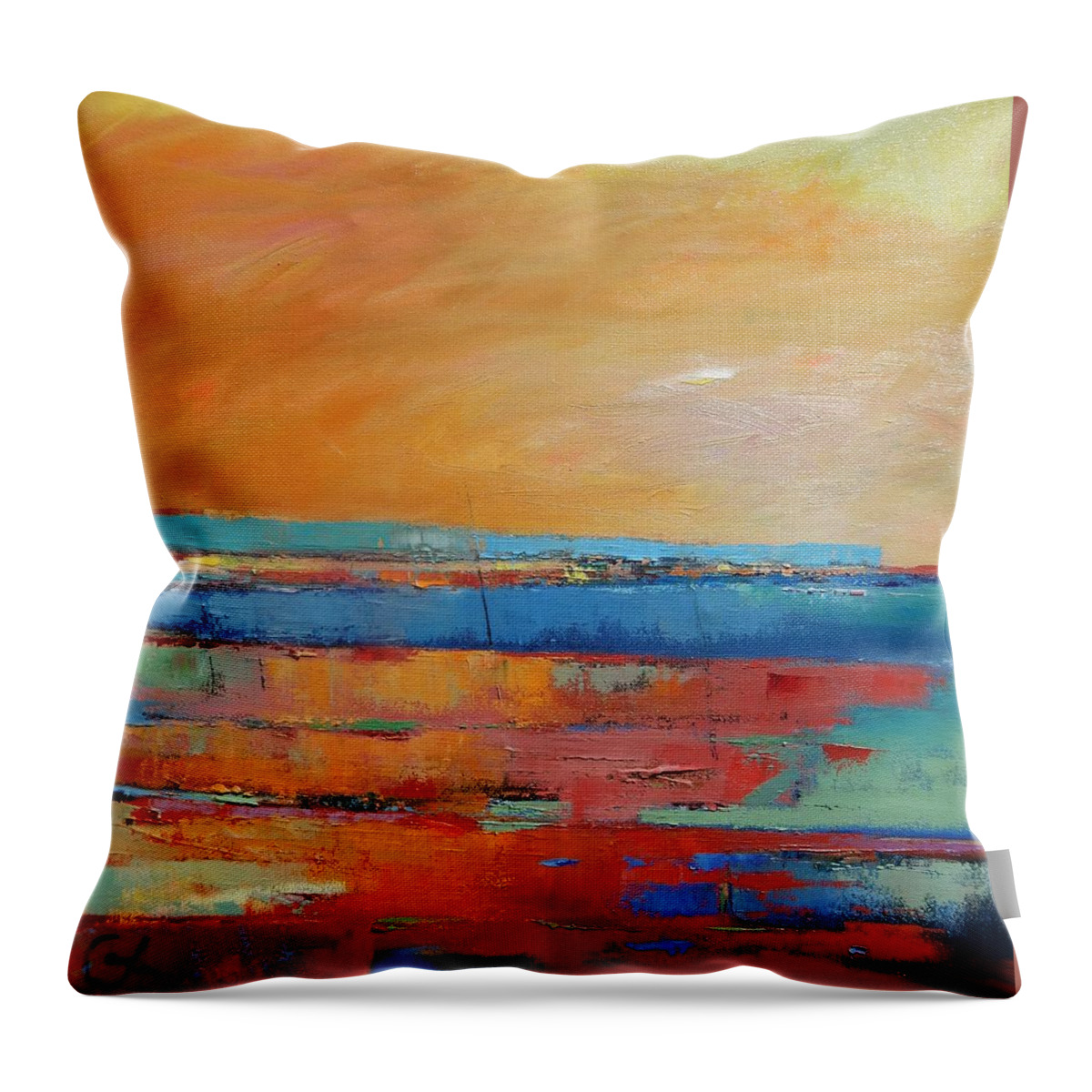 Sea Throw Pillow featuring the painting 50/50 by Gary Coleman