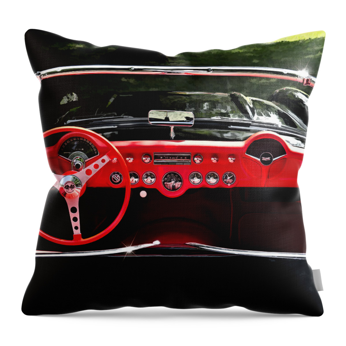 Corvette Throw Pillow featuring the digital art 56 Corvette Convertible by Douglas Pittman
