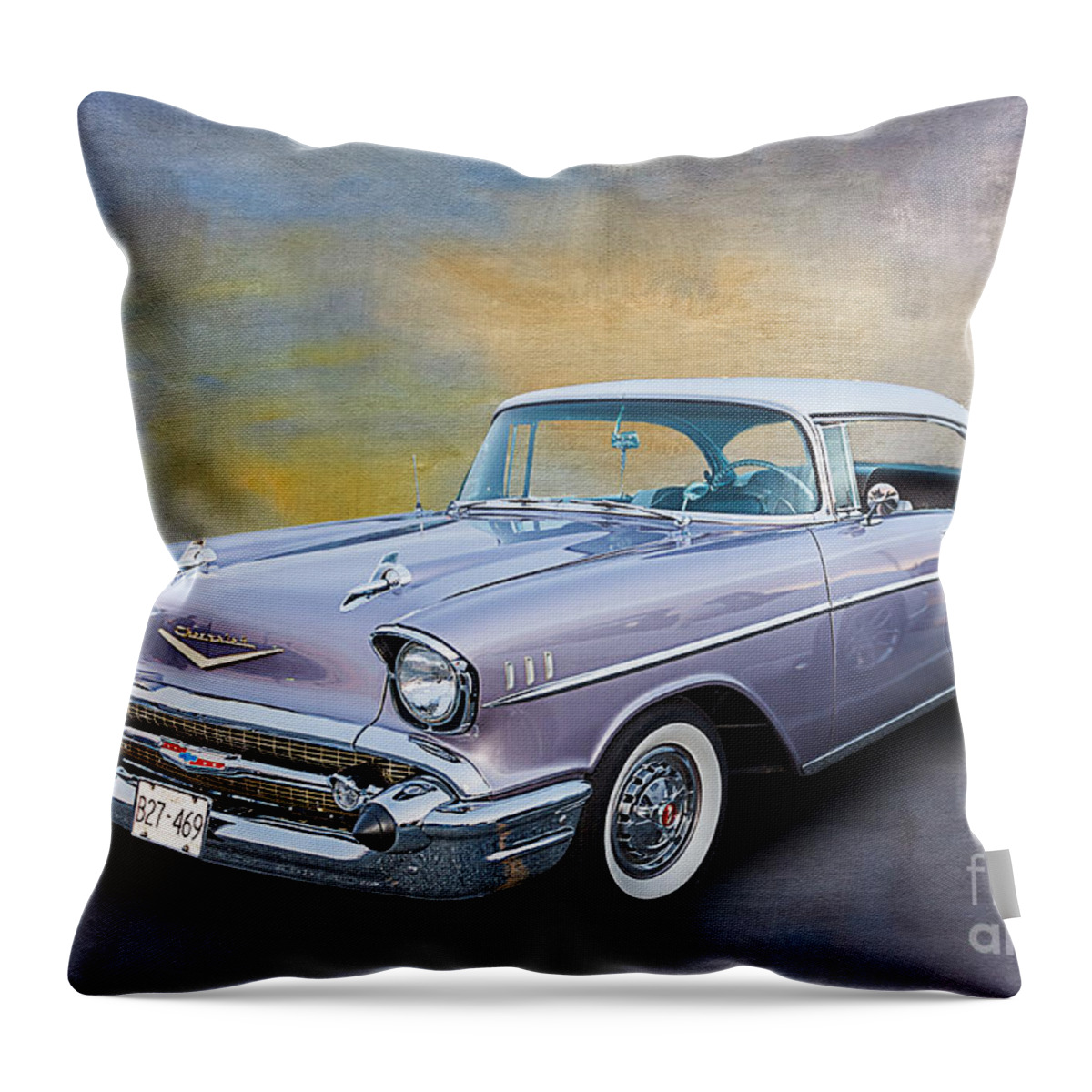 Auto Throw Pillow featuring the photograph 57 Chev classic Car by Jim Hatch