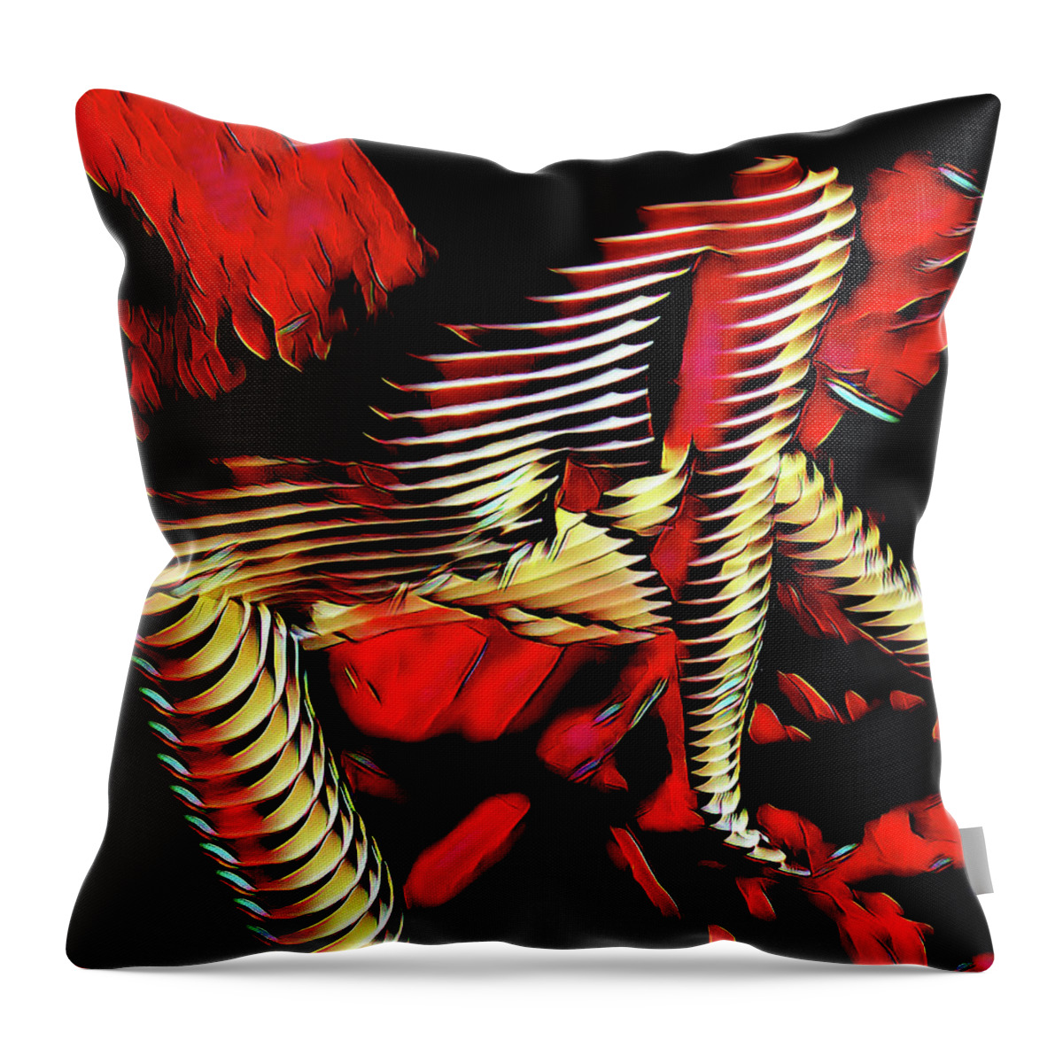 Window Blinds Throw Pillow featuring the digital art 5787s-MAK Nude Woman Art Rendered in Red Palette Knife Style by Chris Maher