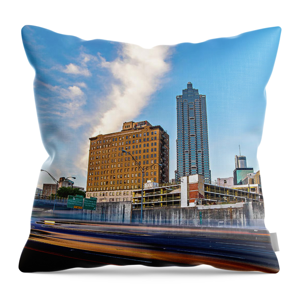 Skyline Throw Pillow featuring the photograph Atlanta Georgia City Skyline Early Morning #6 by Alex Grichenko