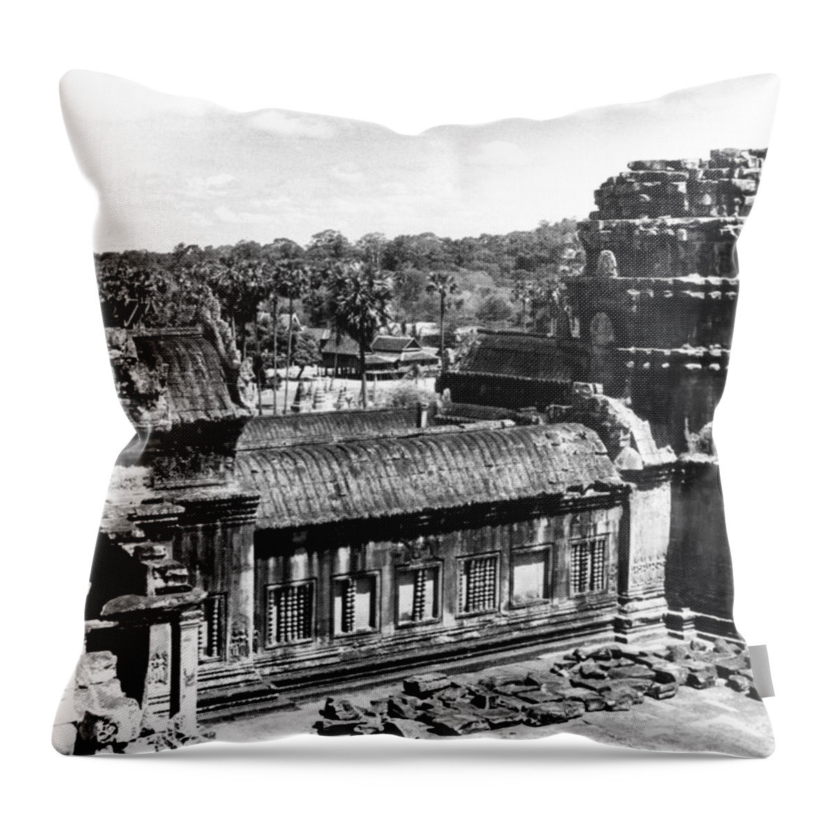 12th Century Throw Pillow featuring the photograph Cambodia: Angkor Wat #6 by Granger