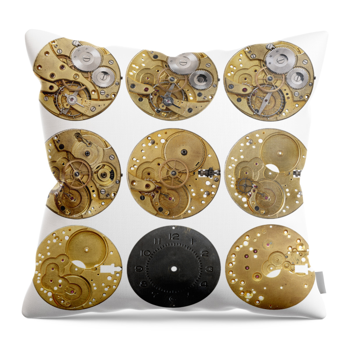 Clock Throw Pillow featuring the photograph Clockwork mechanism #6 by Michal Boubin