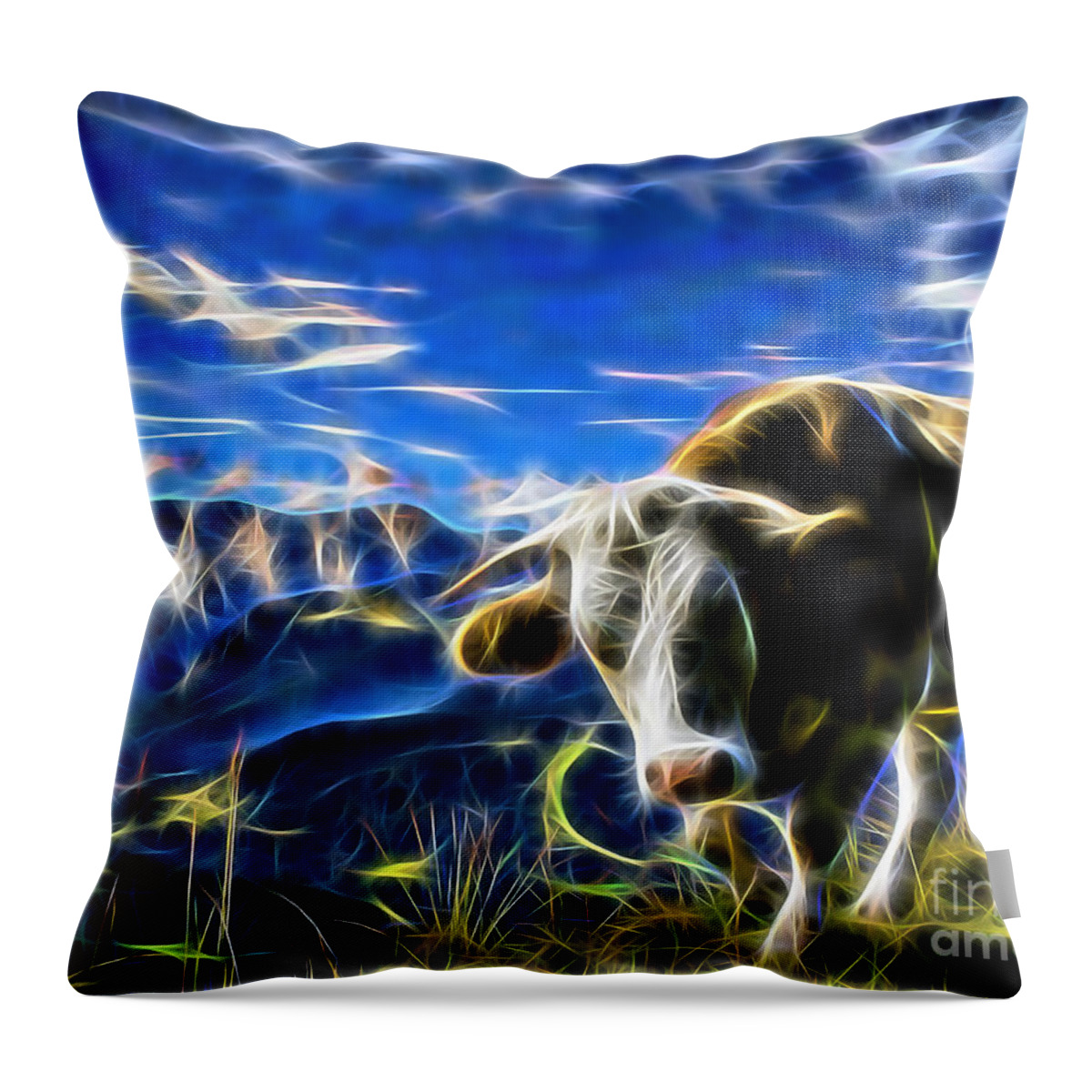 Cow Throw Pillow featuring the mixed media Cow #6 by Marvin Blaine