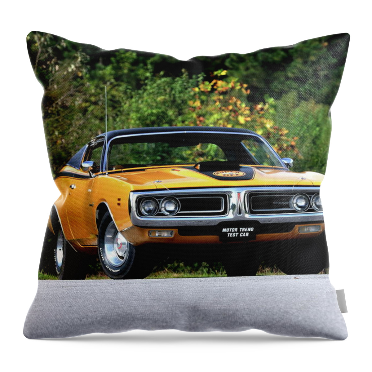 Dodge Charger Super Bee Throw Pillow featuring the photograph Dodge Charger Super Bee #6 by Mariel Mcmeeking