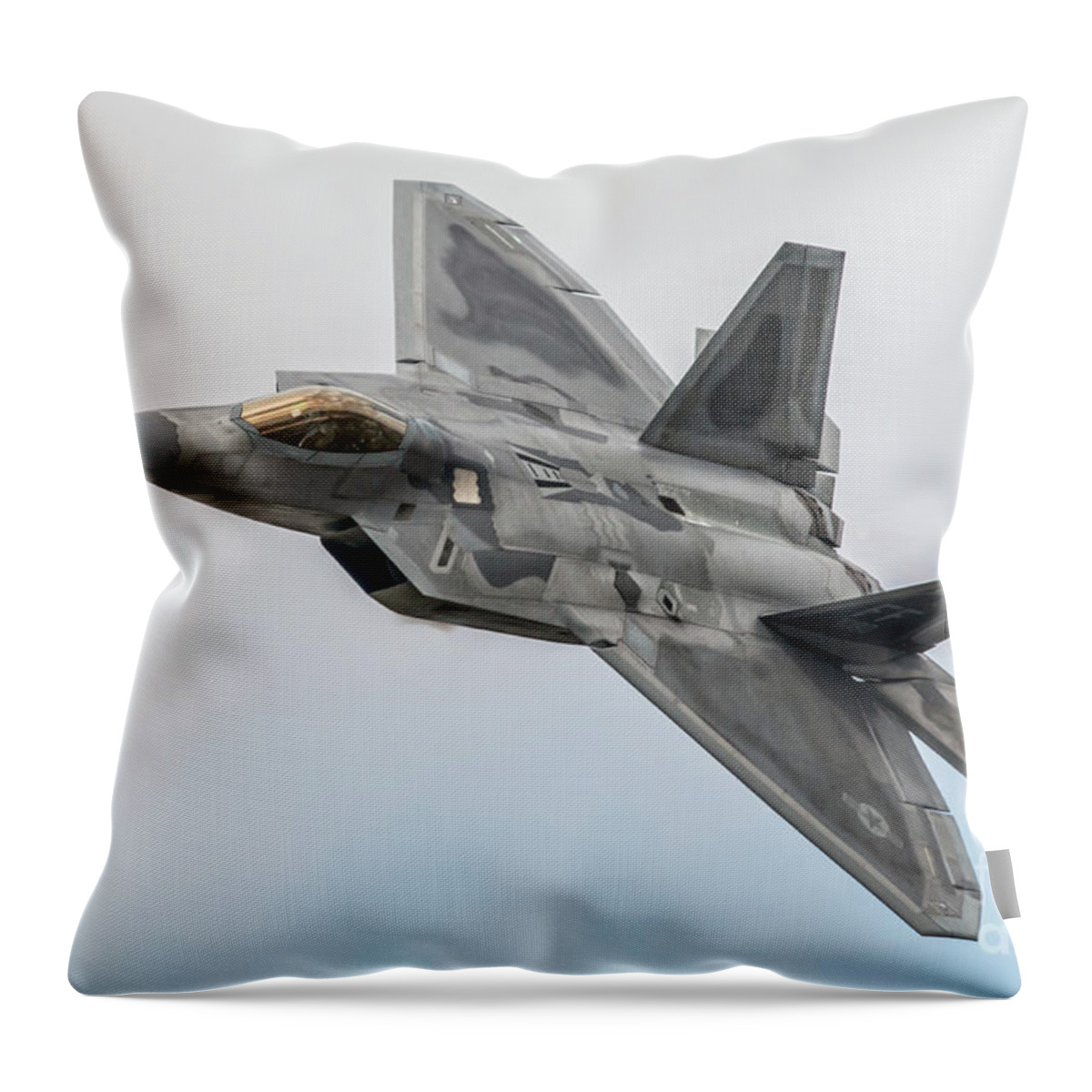 F22 Throw Pillow featuring the digital art F-22 Raptor #6 by Airpower Art