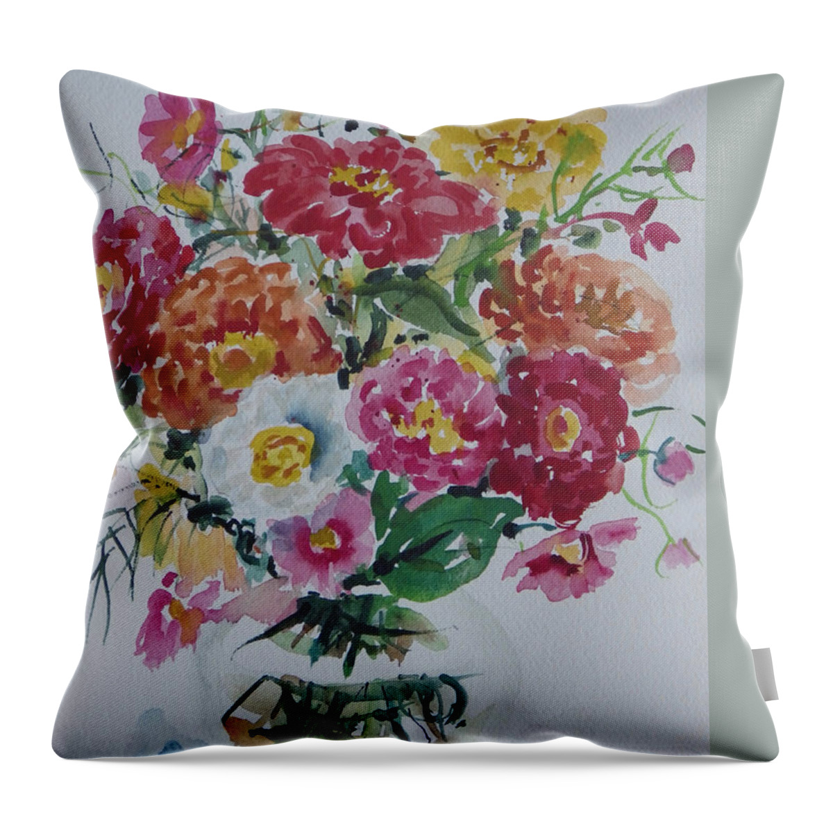 Flowers Throw Pillow featuring the painting Floral Still Life #3 by Ingrid Dohm