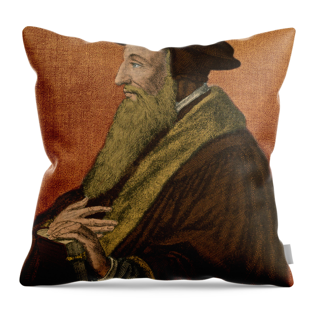 John Calvin Throw Pillow featuring the photograph John Calvin, French Theologian #6 by Photo Researchers