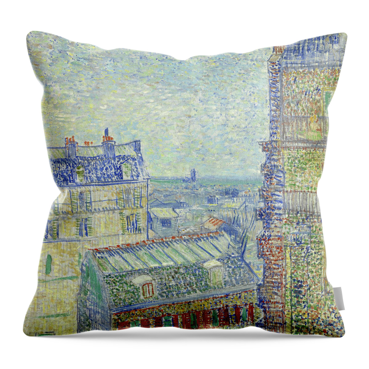 Vincent Van Gogh Throw Pillow featuring the painting View from Theo's apartment #8 by Vincent van Gogh