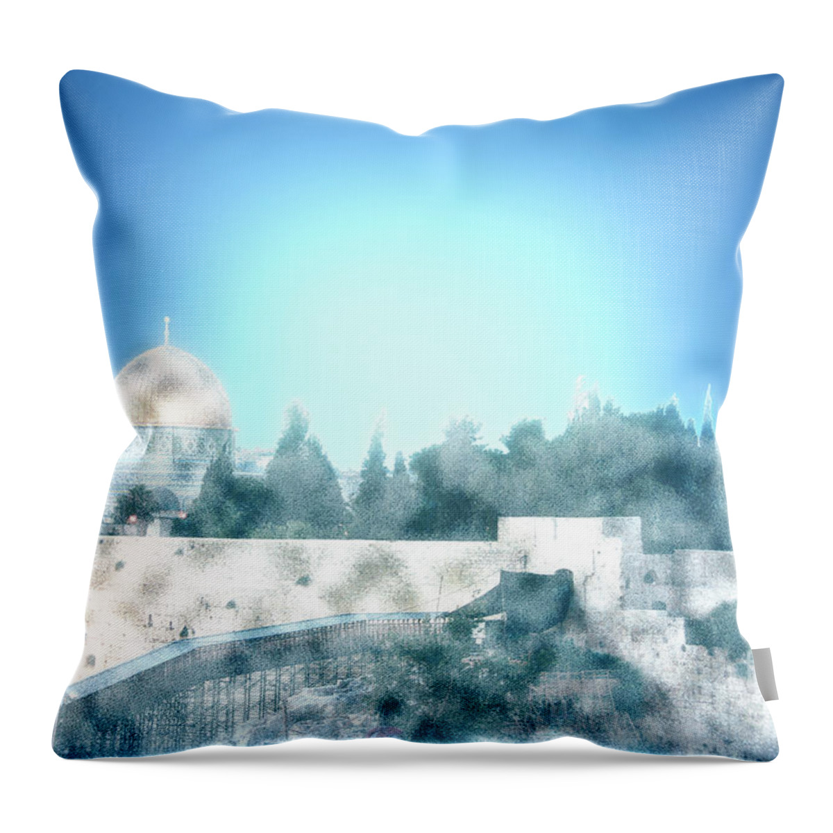 Jerusalem Throw Pillow featuring the photograph Wailing Wall, Jerusalem #6 by Humorous Quotes