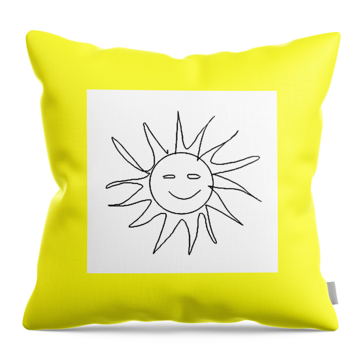 Sun Throw Pillow featuring the drawing 6.57.Hungary-6-detail-Sun-with-smile by Charlie Szoradi