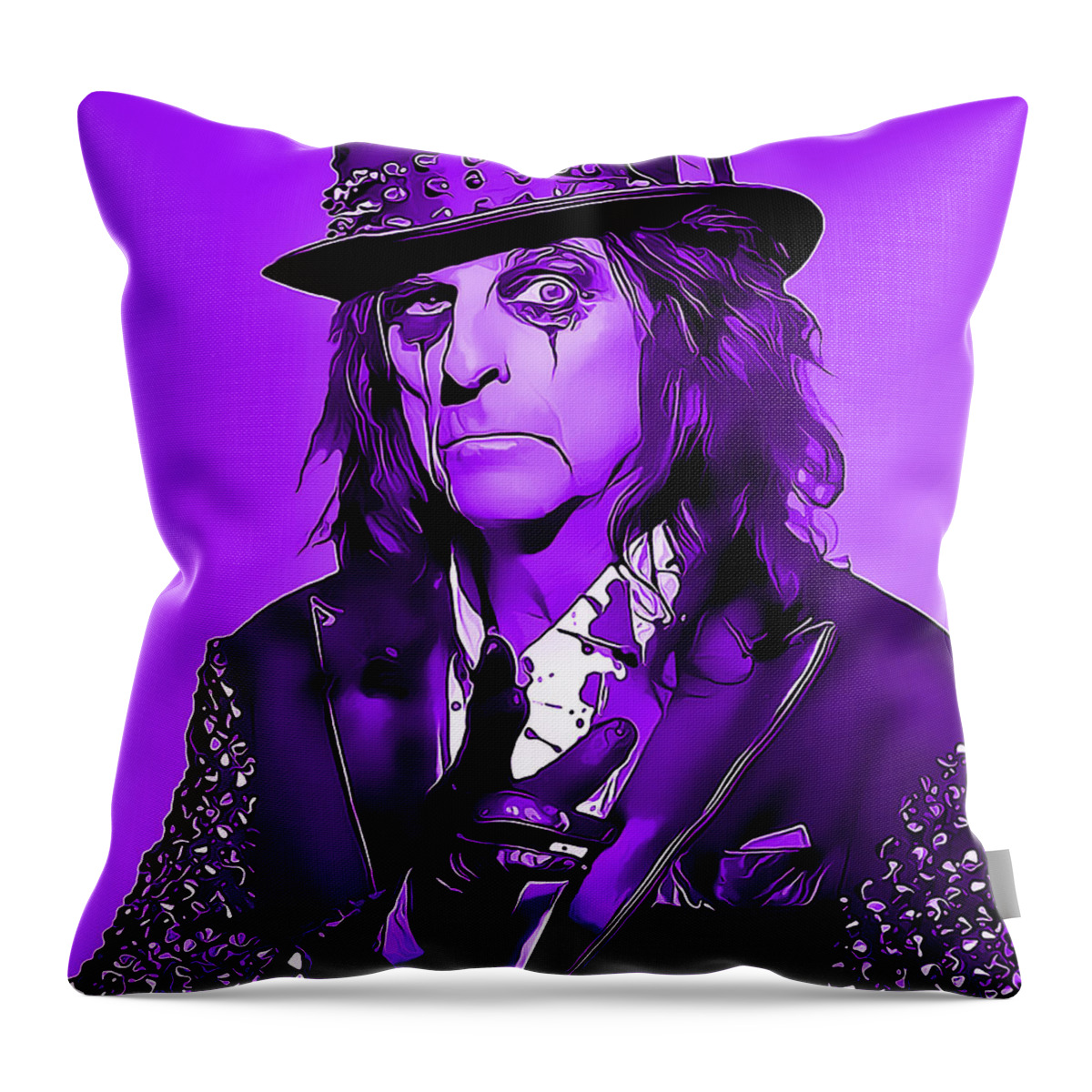 Alice Cooper Throw Pillow featuring the mixed media Alice Cooper #7 by Marvin Blaine