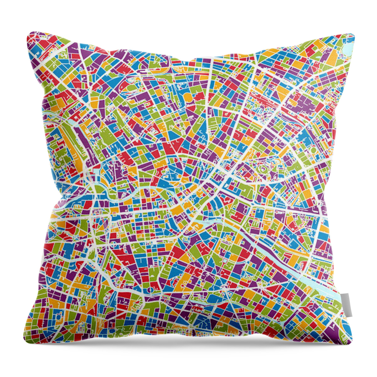 Berlin Throw Pillow featuring the digital art Berlin Germany City Map #7 by Michael Tompsett
