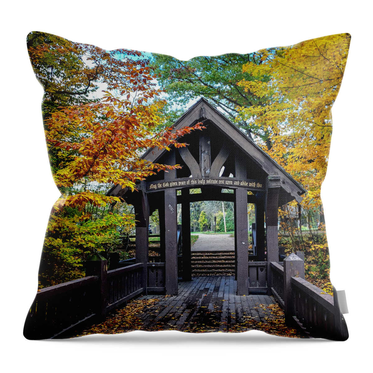 Grant Park Milwaukee Throw Pillow featuring the photograph 7 Bridges Aflame by Kristine Hinrichs