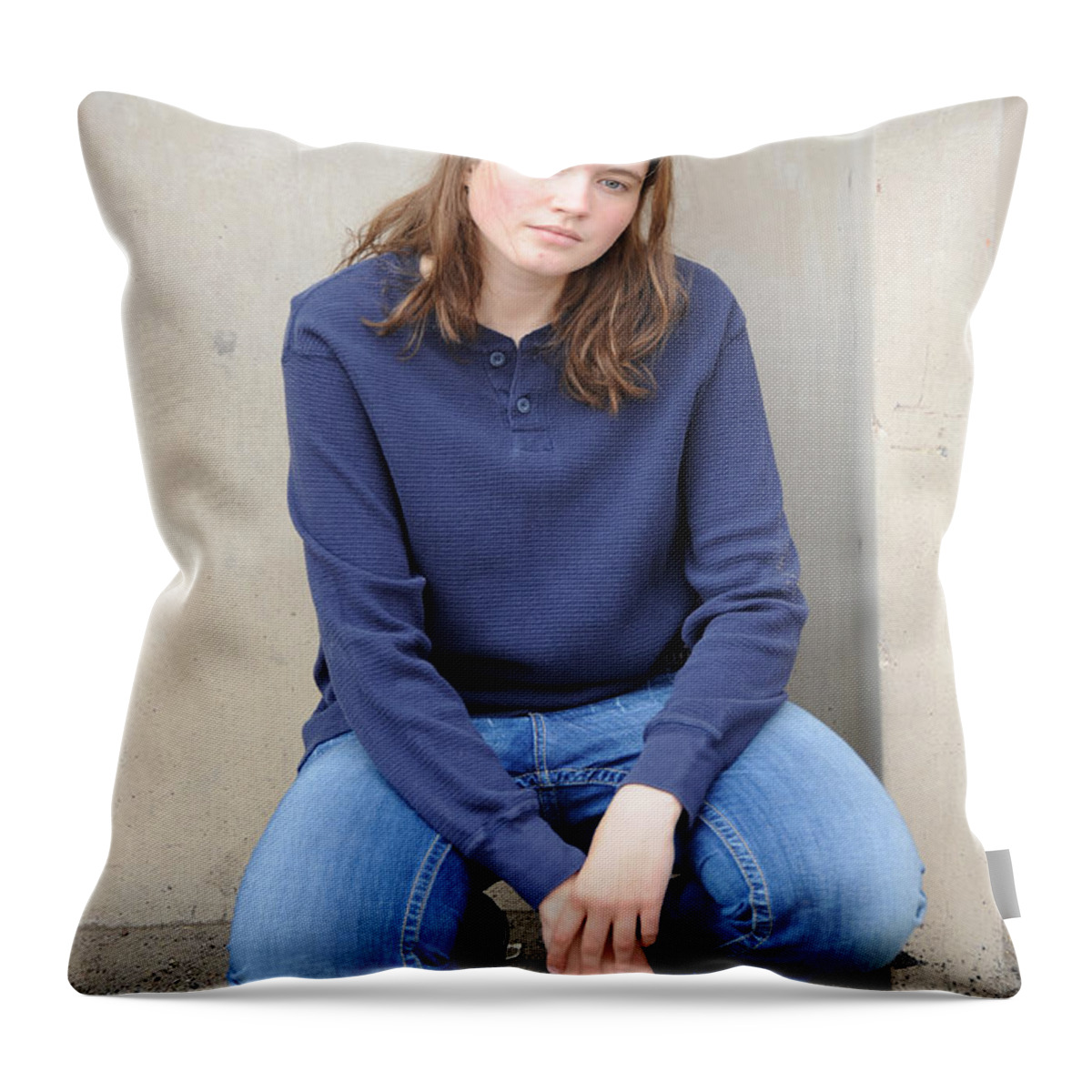 Female Throw Pillow featuring the photograph Female tomboy. #7 by Oscar Williams