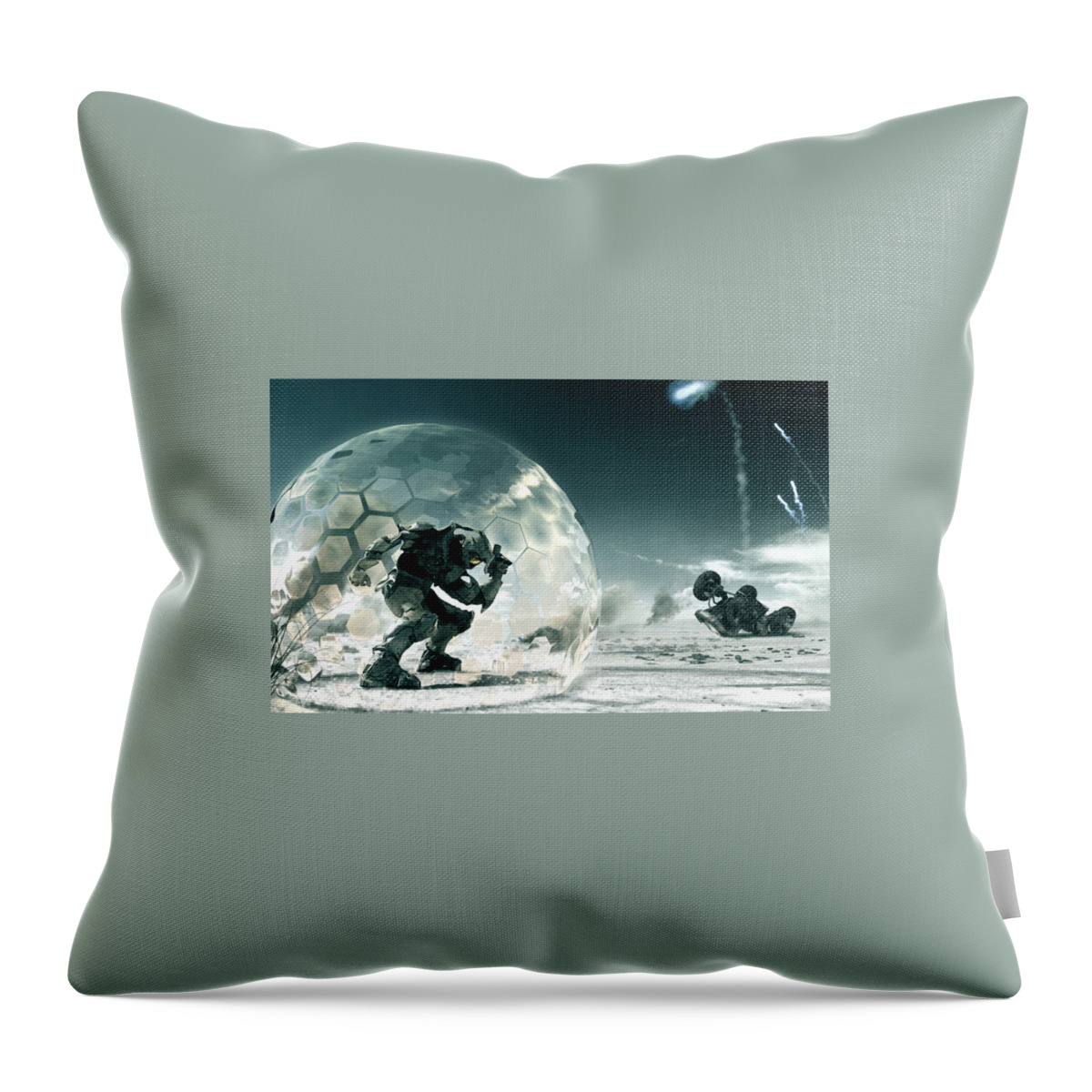 Halo Throw Pillow featuring the digital art Halo #7 by Maye Loeser