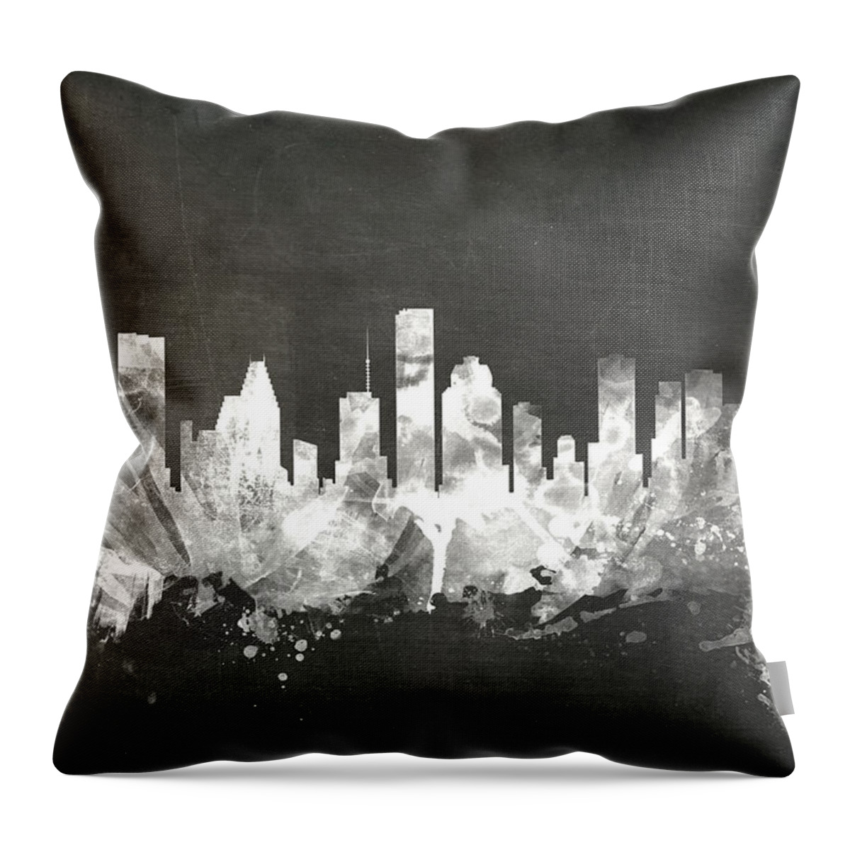 United States Throw Pillow featuring the digital art Houston Texas Skyline #7 by Michael Tompsett