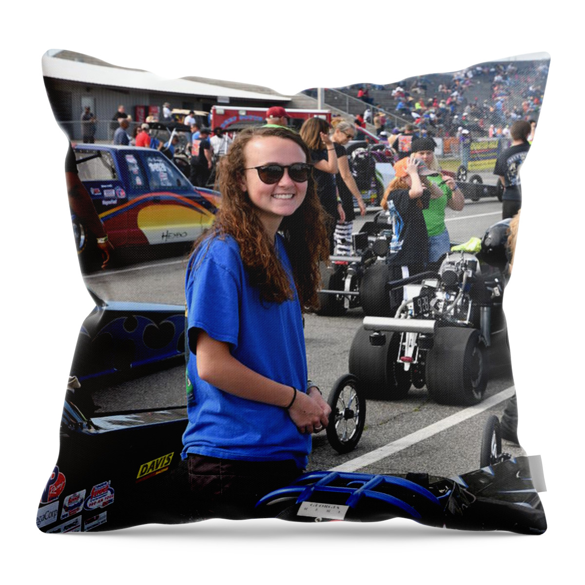 Drag Throw Pillow featuring the photograph Junior Drag Racing March 2017 #7 by Jack Norton