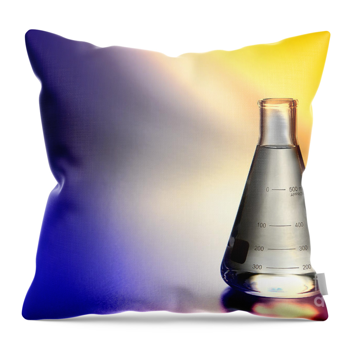 Erlenmeyer Throw Pillow featuring the photograph Laboratory Equipment in Science Research Lab #7 by Science Research Lab