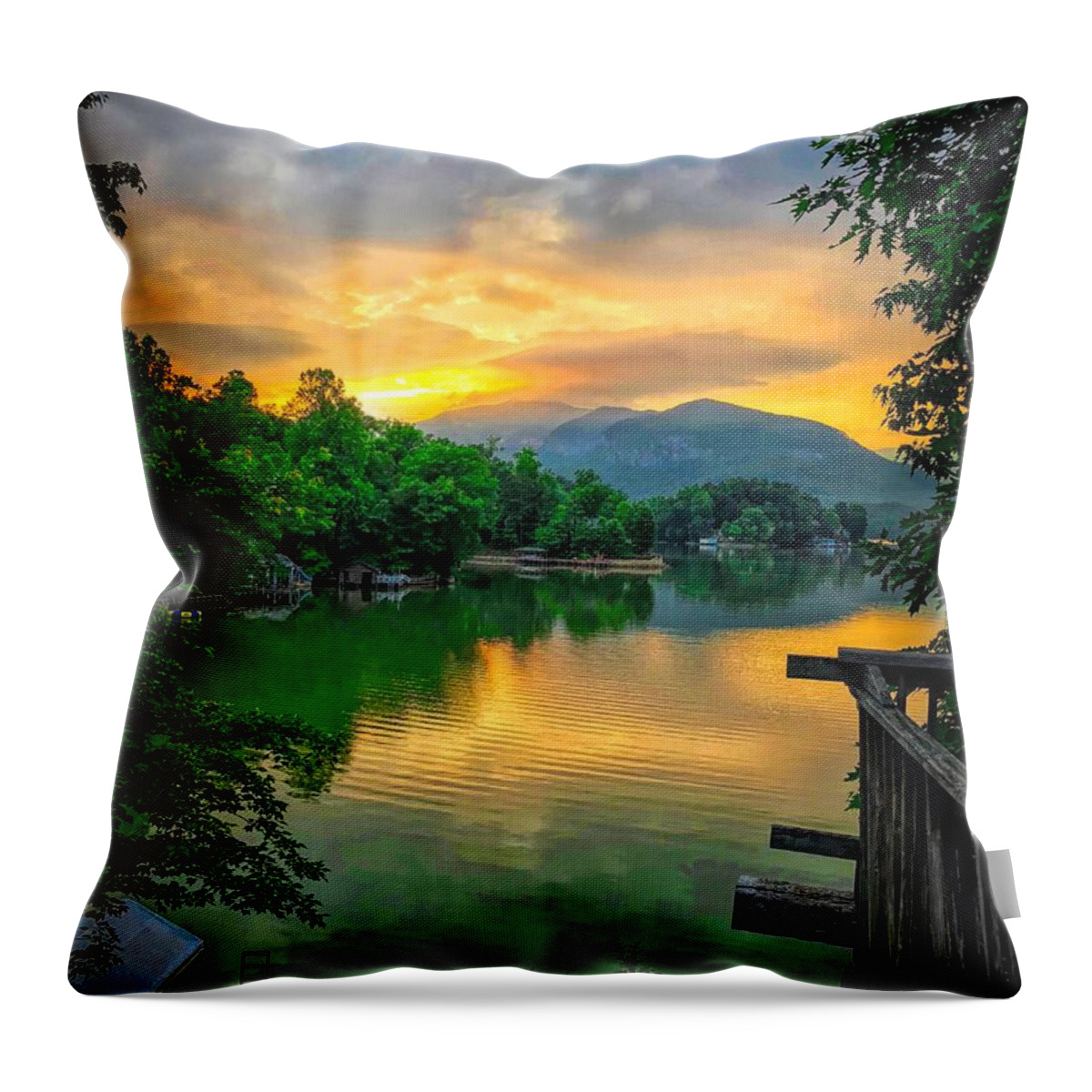 Lake Lure Throw Pillow featuring the photograph Lake Lure #7 by Buddy Morrison