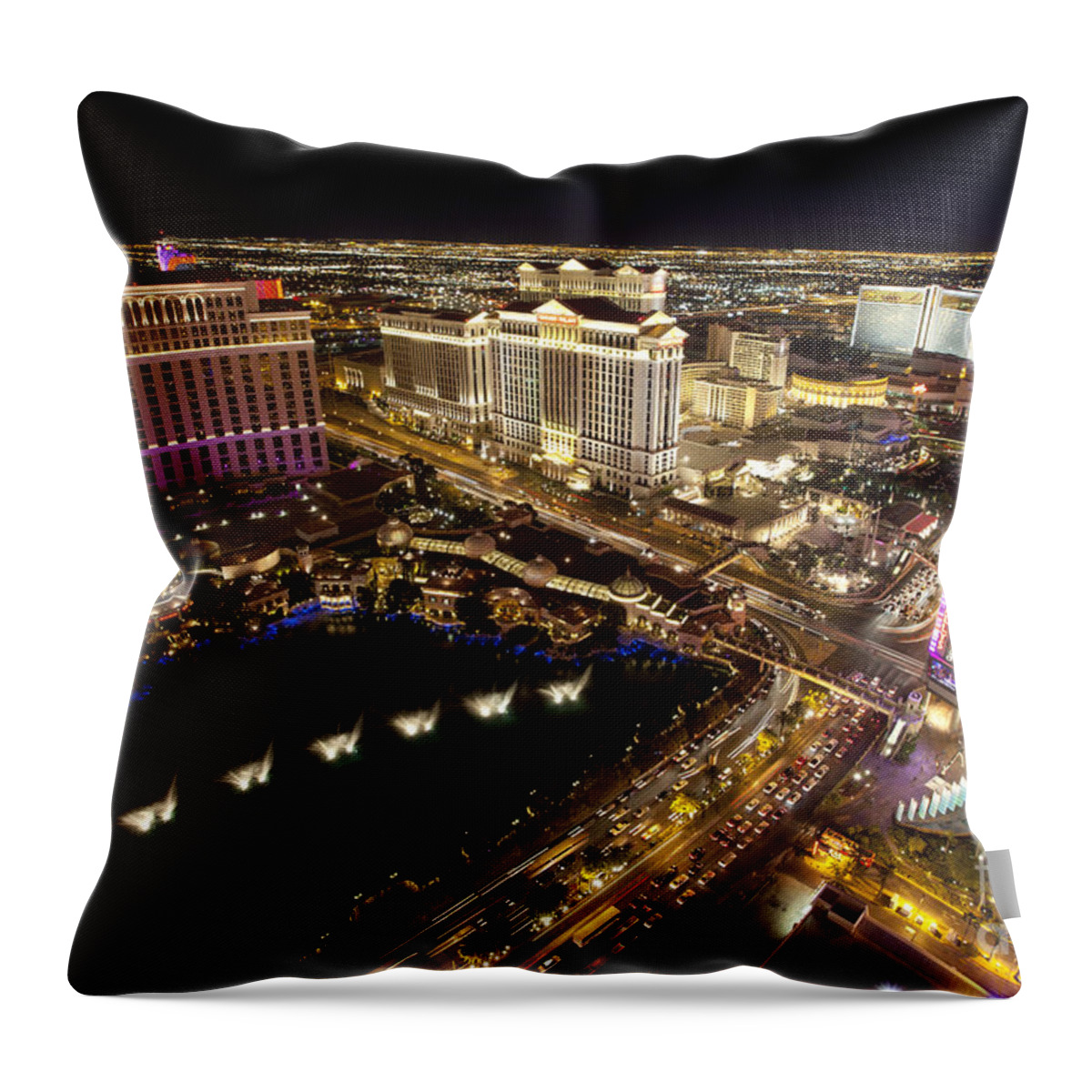 Las Vegas Throw Pillow featuring the photograph Las Vegas Nightlife #7 by Anthony Totah