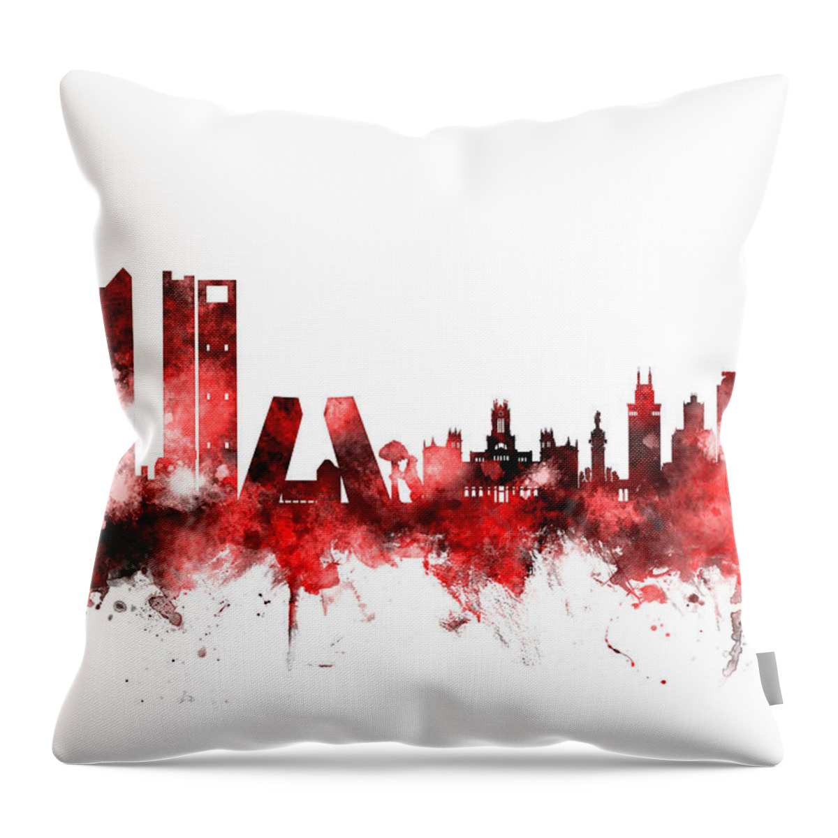 Madrid Throw Pillow featuring the digital art Madrid Spain Skyline #7 by Michael Tompsett