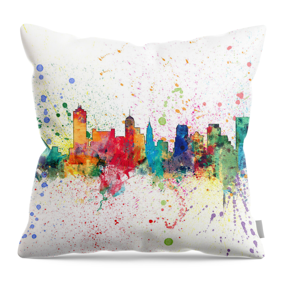 United States Throw Pillow featuring the digital art Memphis Tennessee Skyline #7 by Michael Tompsett
