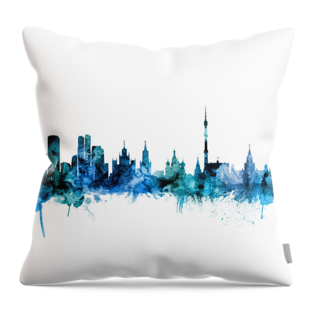 Moscow Throw Pillow featuring the digital art Moscow Russia Skyline #7 by Michael Tompsett