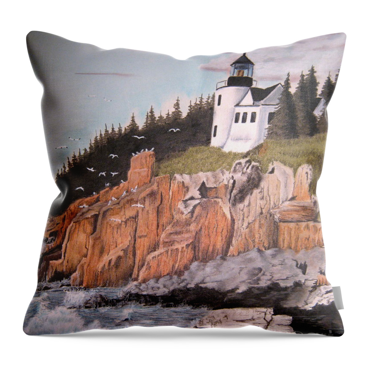 Light House Throw Pillow featuring the pastel Untitled #8 by John Huntsman