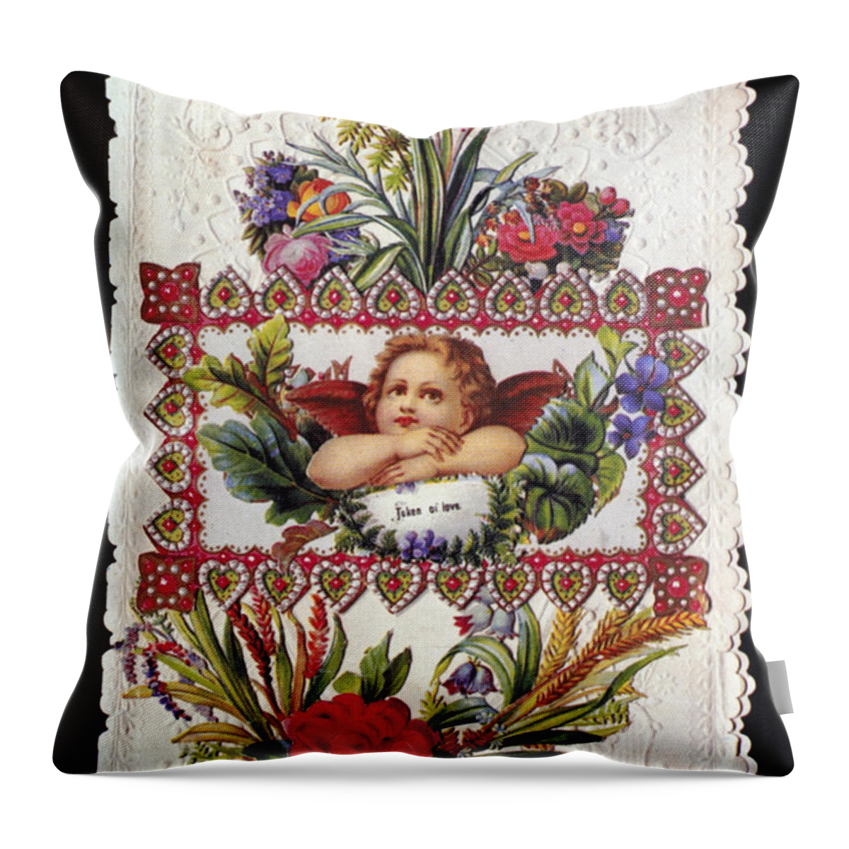 1890 Throw Pillow featuring the photograph Valentines Day Card #7 by Granger