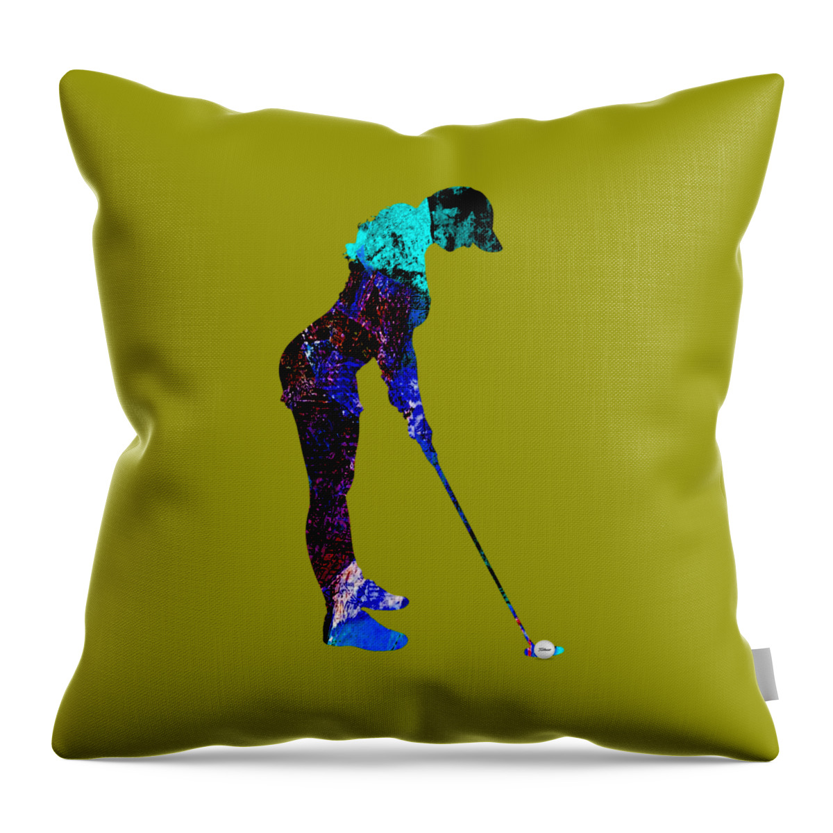 Golf Throw Pillow featuring the mixed media Womens Golf Collection #7 by Marvin Blaine