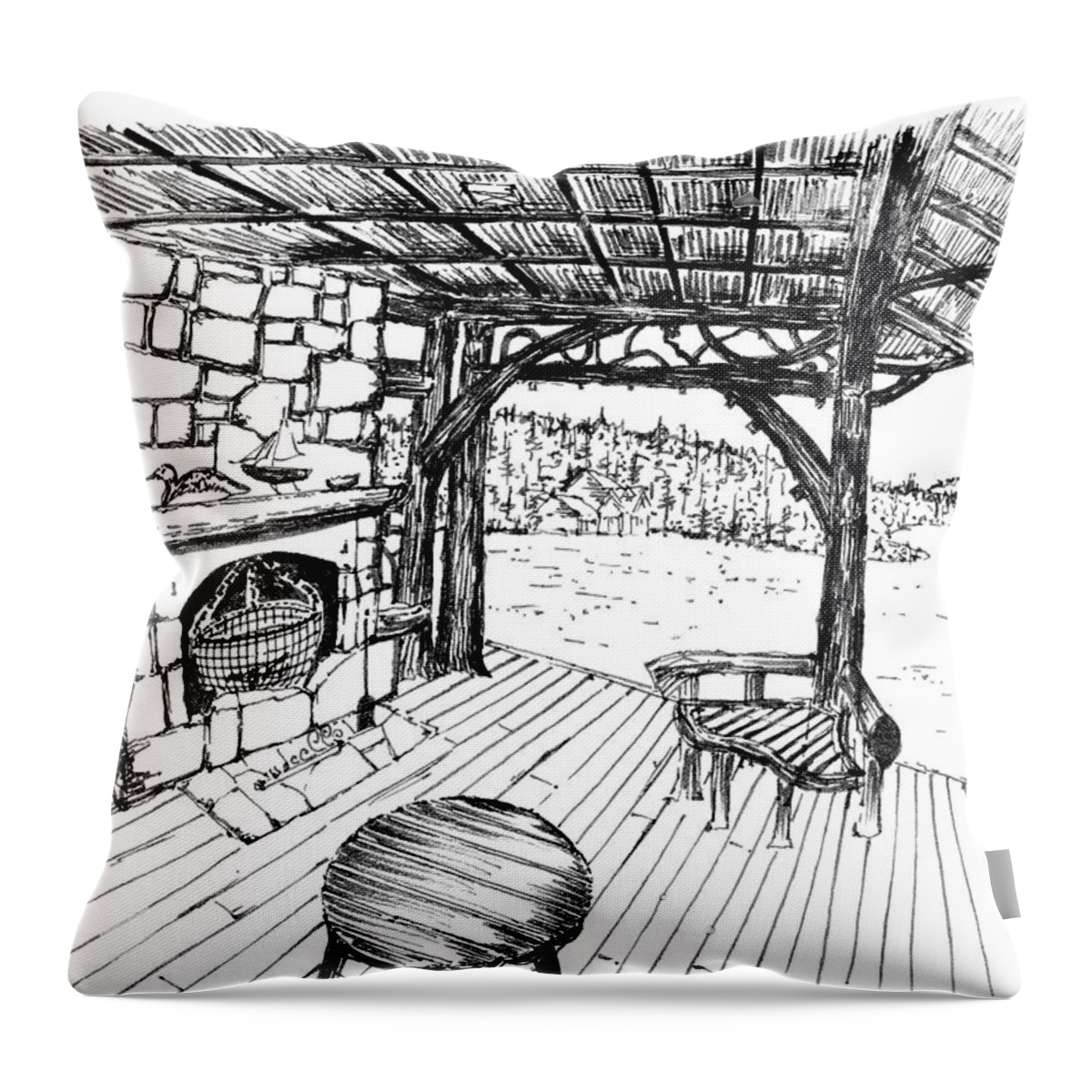 Sustainability Throw Pillow featuring the drawing 7.49.usa-13 by Charlie Szoradi