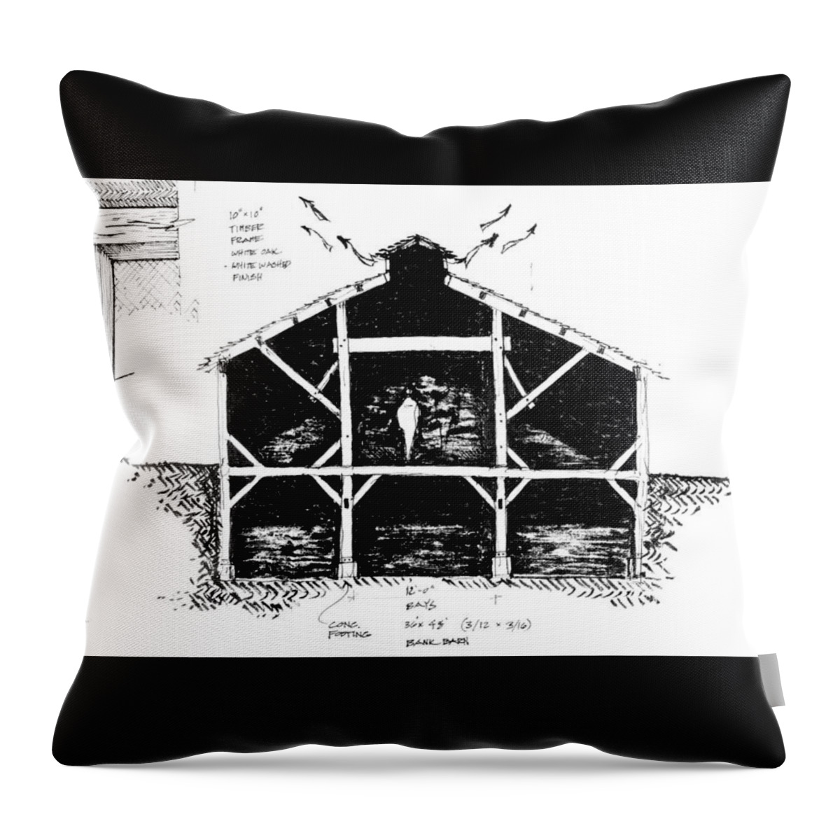Sustainability Throw Pillow featuring the drawing 7.6.USA-2-detail-b by Charlie Szoradi