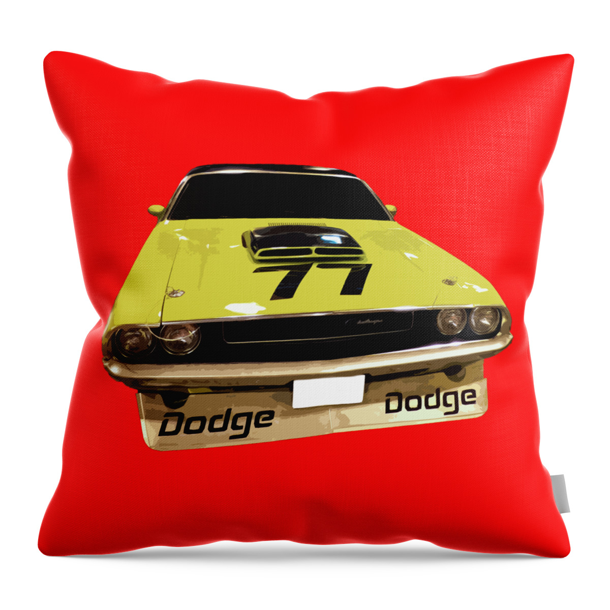 Digital Art Throw Pillow featuring the digital art 77 yellow Dodge by Francesca Mackenney