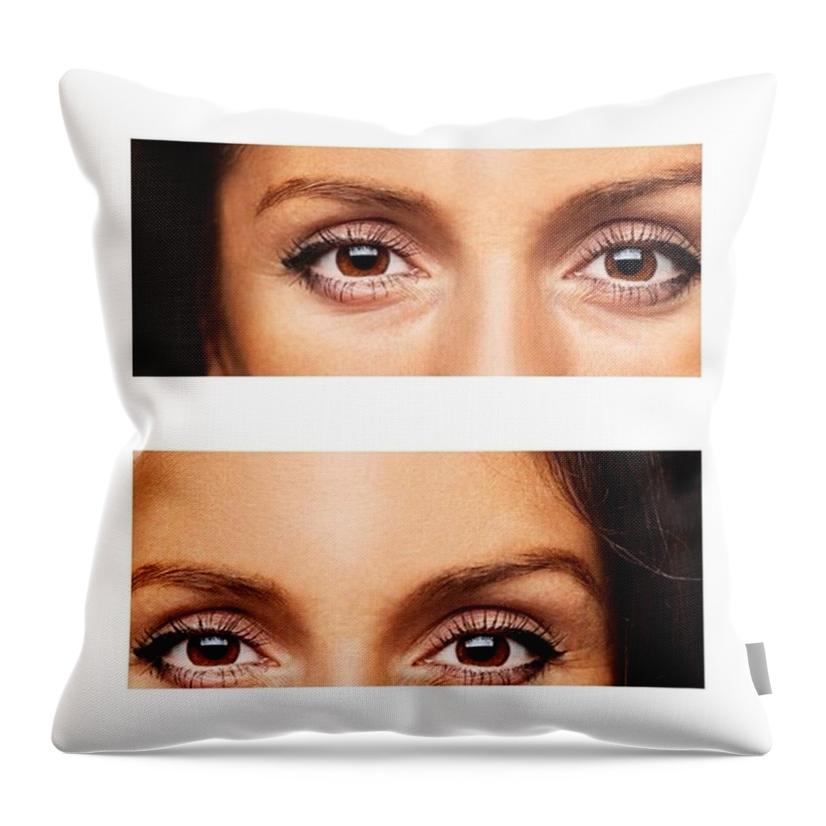 Portrait Throw Pillow featuring the photograph Close up picture of big brown woman's eyes by Yulia Syrkin