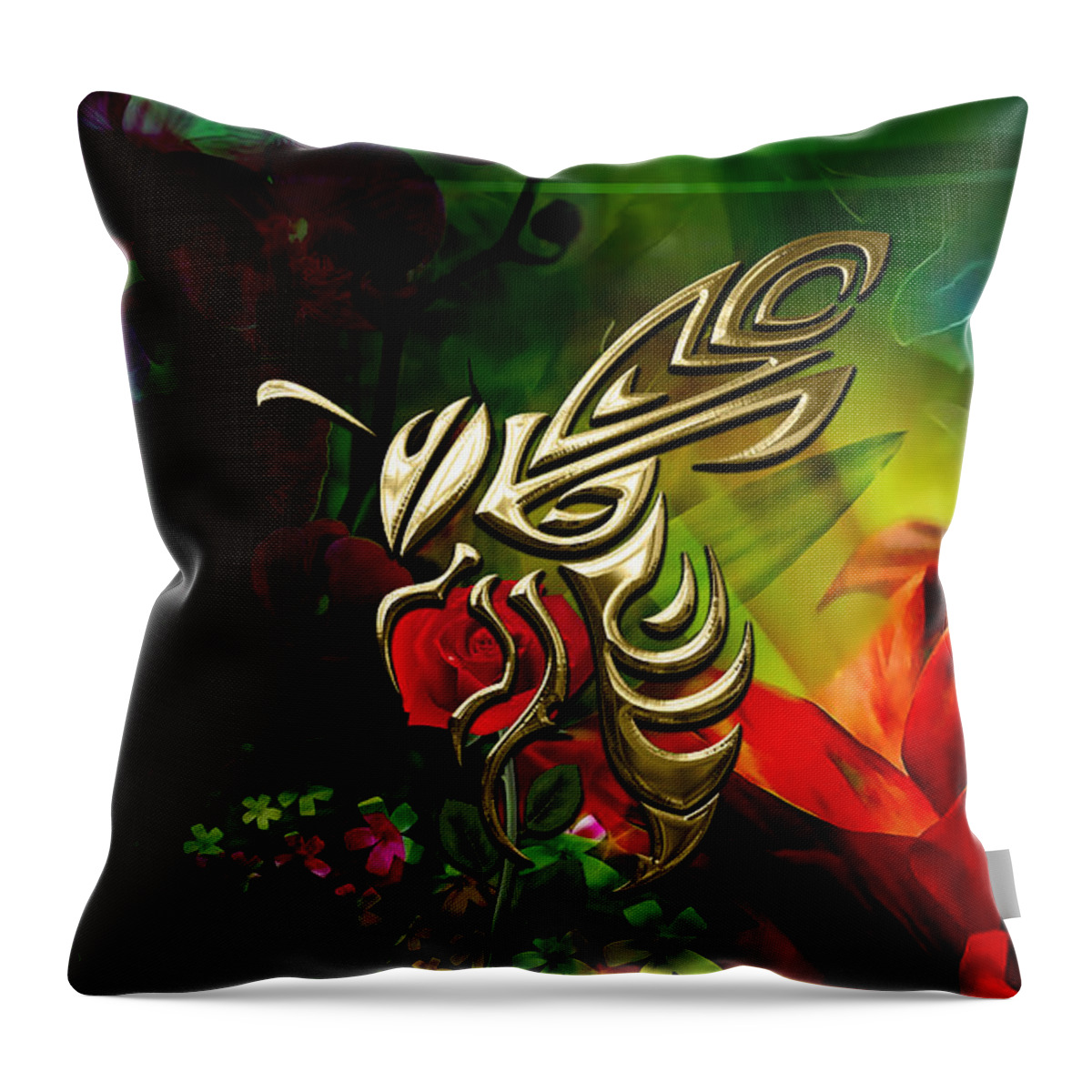 Bee Throw Pillow featuring the mixed media Bee Collection #8 by Marvin Blaine
