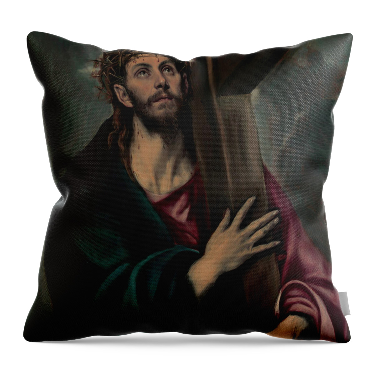 Christ Carrying The Cross Throw Pillow featuring the painting Christ Carrying the Cross by El Greco