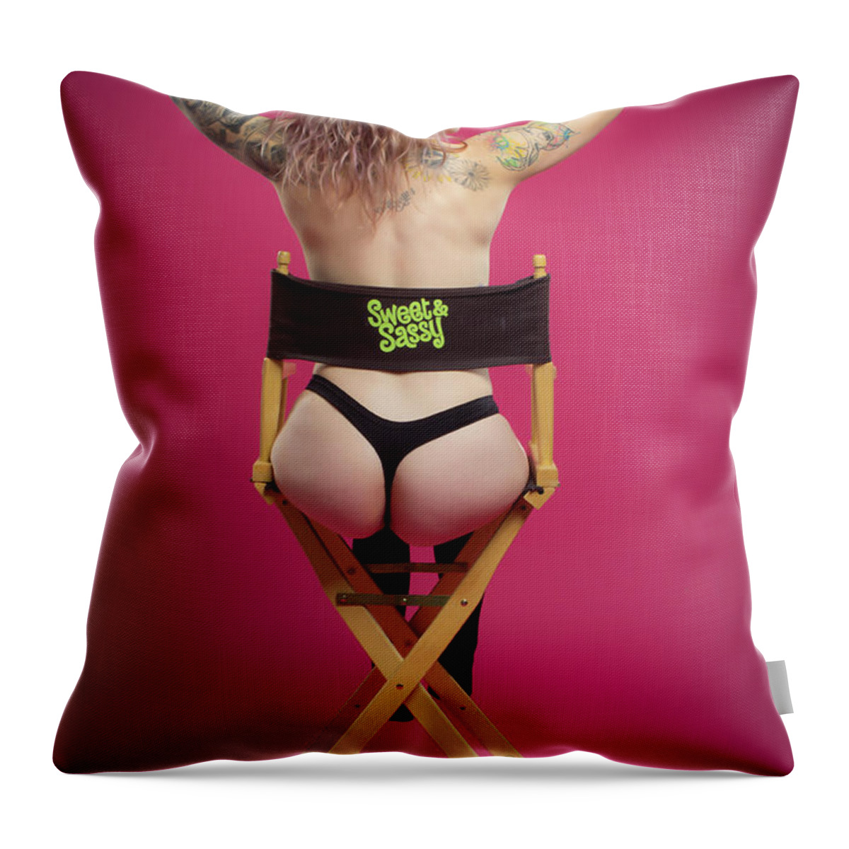 Implied Nude Throw Pillow featuring the photograph Danni #8 by La Bella Vita Boudoir
