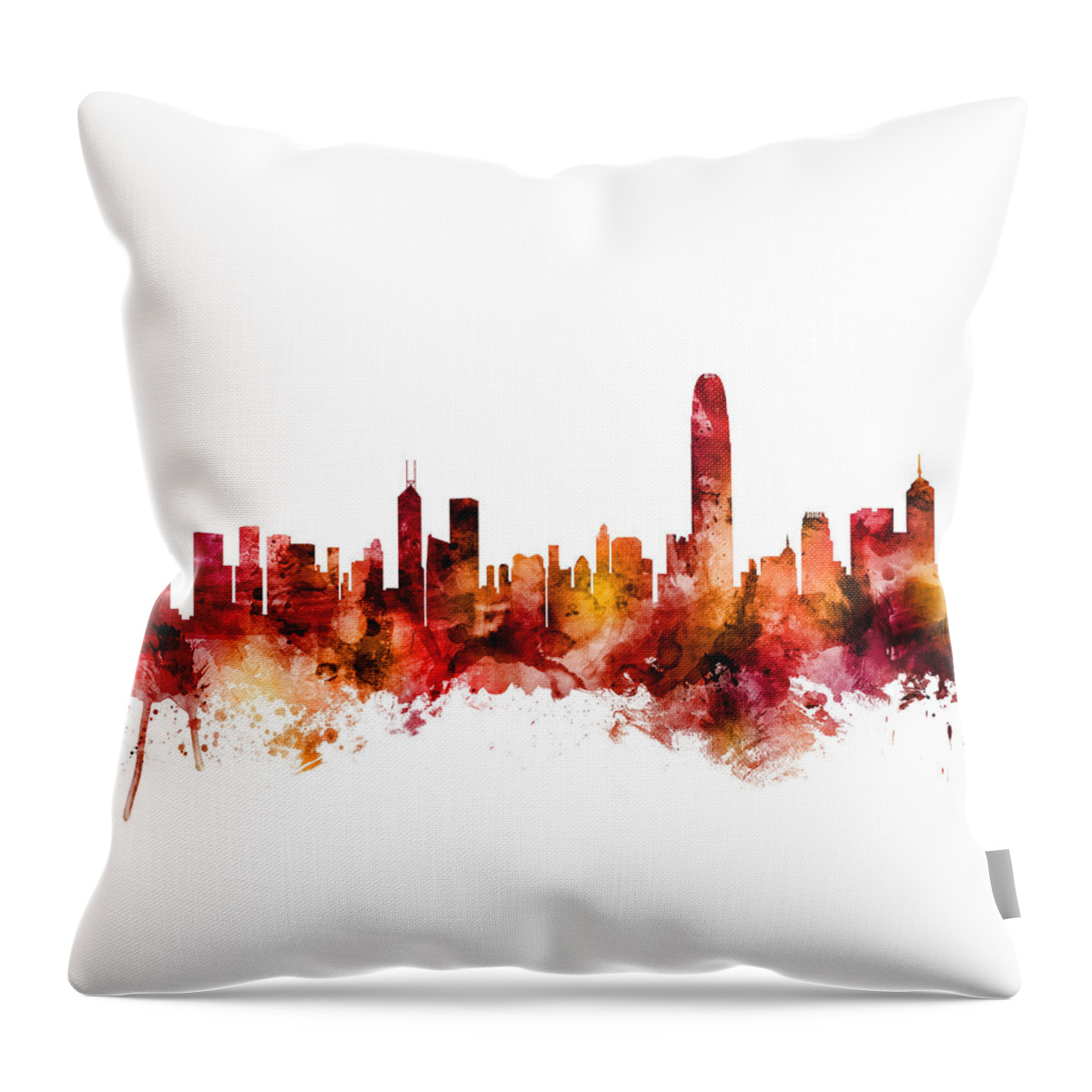 Hong Kong Throw Pillow featuring the digital art Hong Kong Skyline #8 by Michael Tompsett