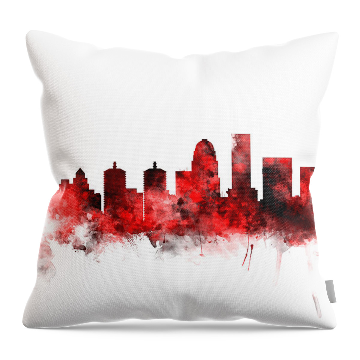 Watercolour Throw Pillow featuring the digital art Louisville Kentucky City Skyline #8 by Michael Tompsett