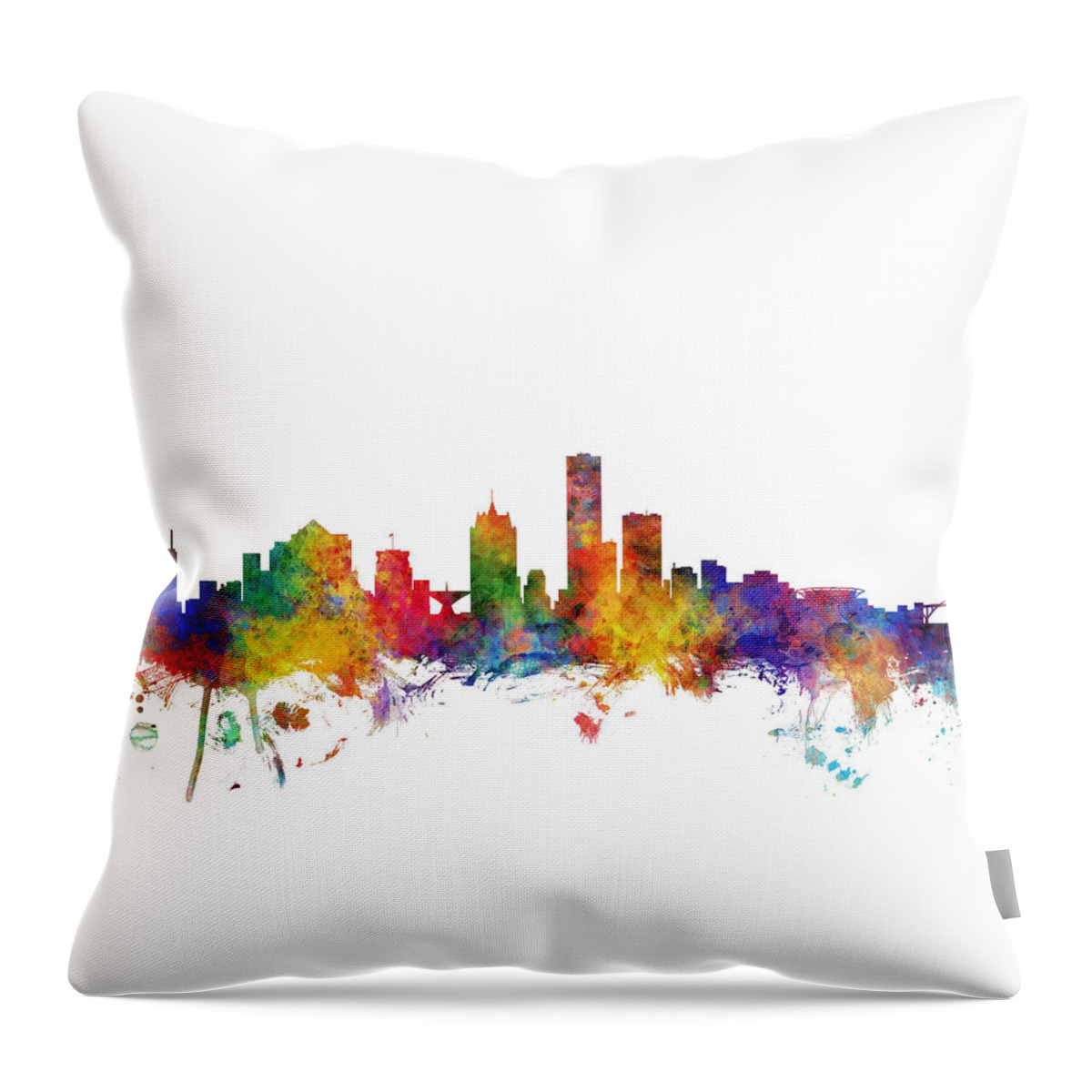 Milwaukee Throw Pillow featuring the digital art Milwaukee Wisconsin Skyline #8 by Michael Tompsett