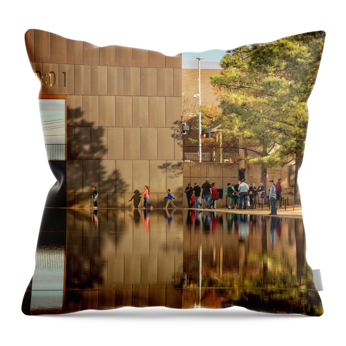 Bombing Throw Pillow featuring the photograph OKC Memorial XVIII by Ricky Barnard