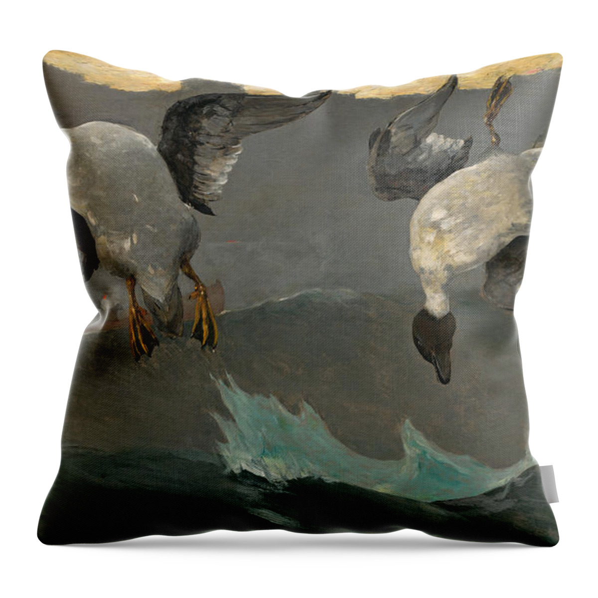 Winslow Homer Throw Pillow featuring the painting Right and Left #10 by Winslow Homer